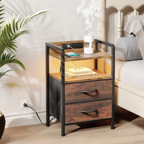 Lazzanto nightstand USB and AC ports keep devices ready to use.
