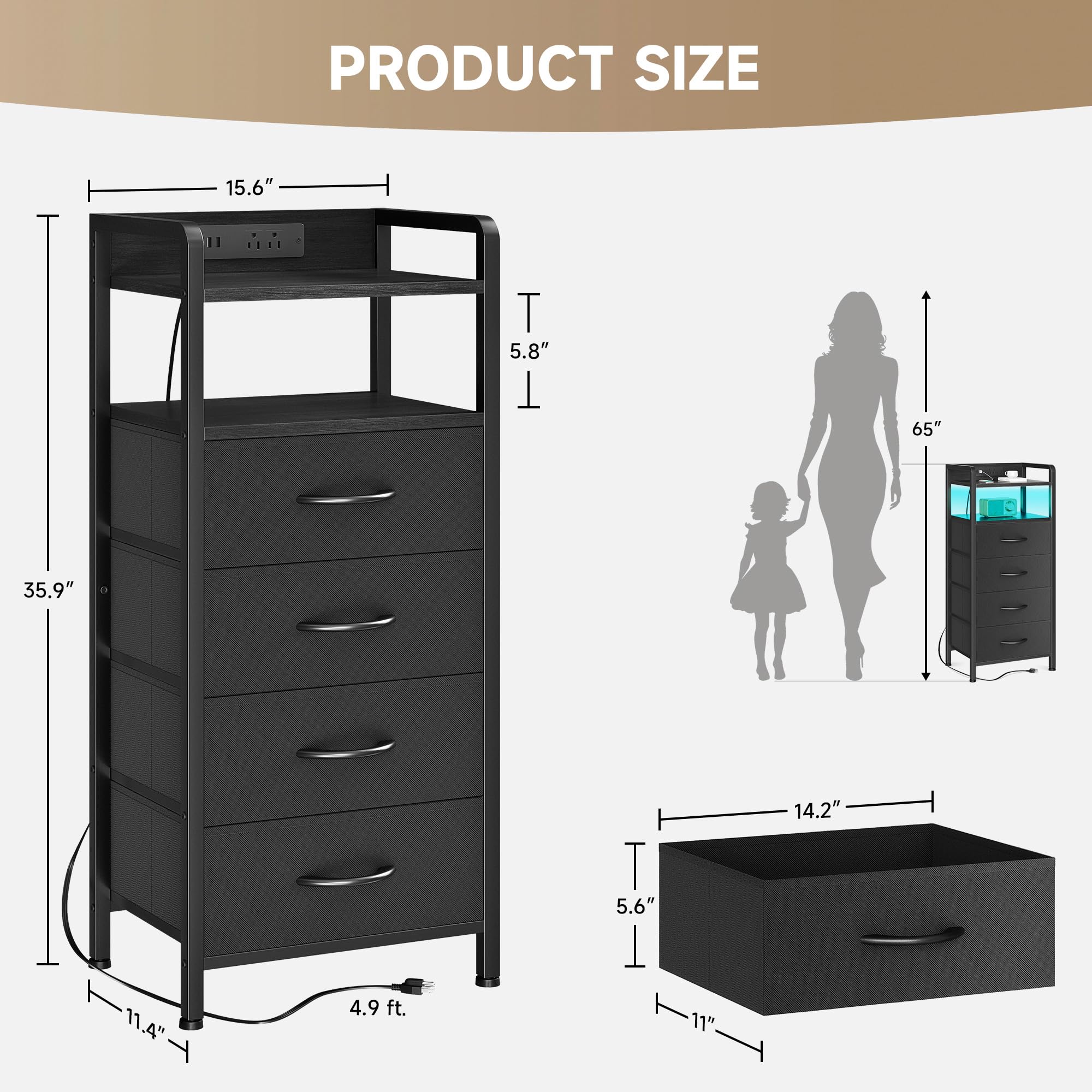 Lazzanto nightstand water-resistant tabletop ready for casual use