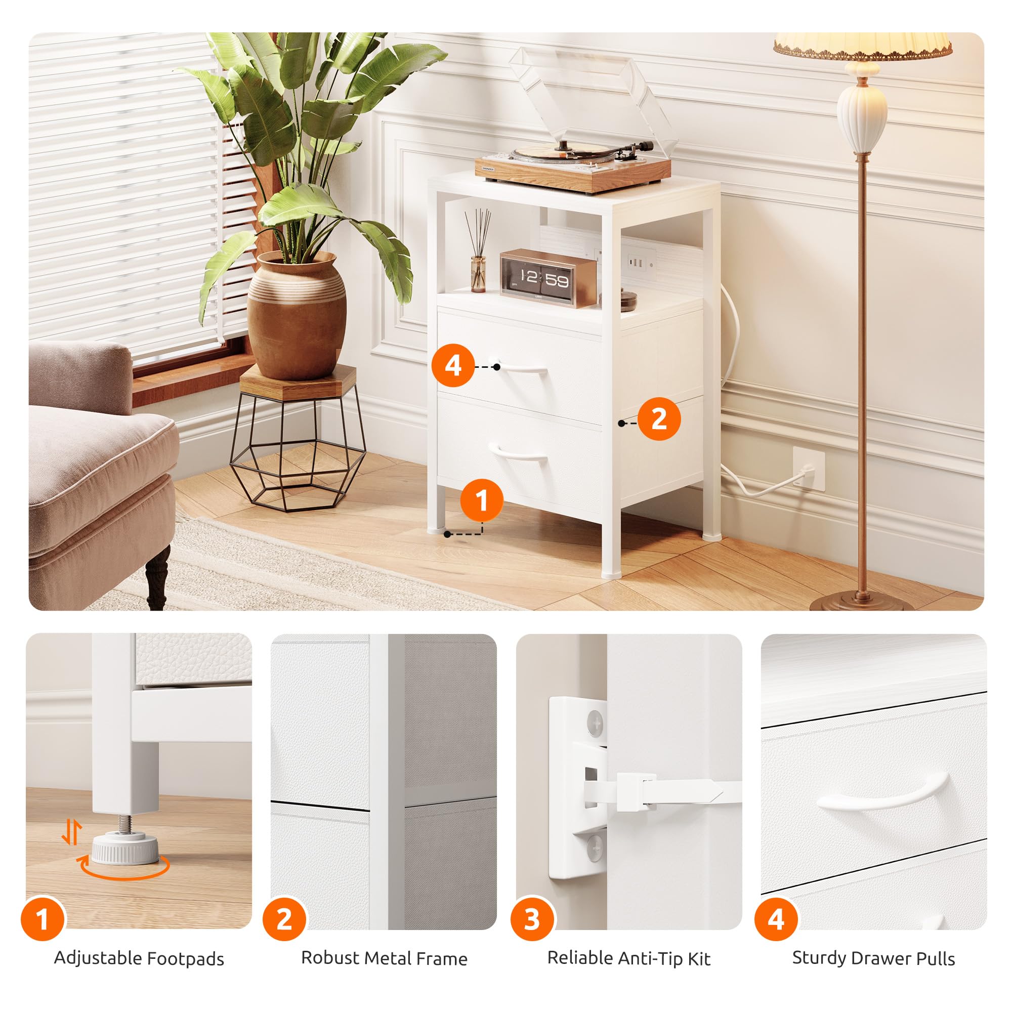 Lazzanto NightStand waterproof surface for simple cleaning.