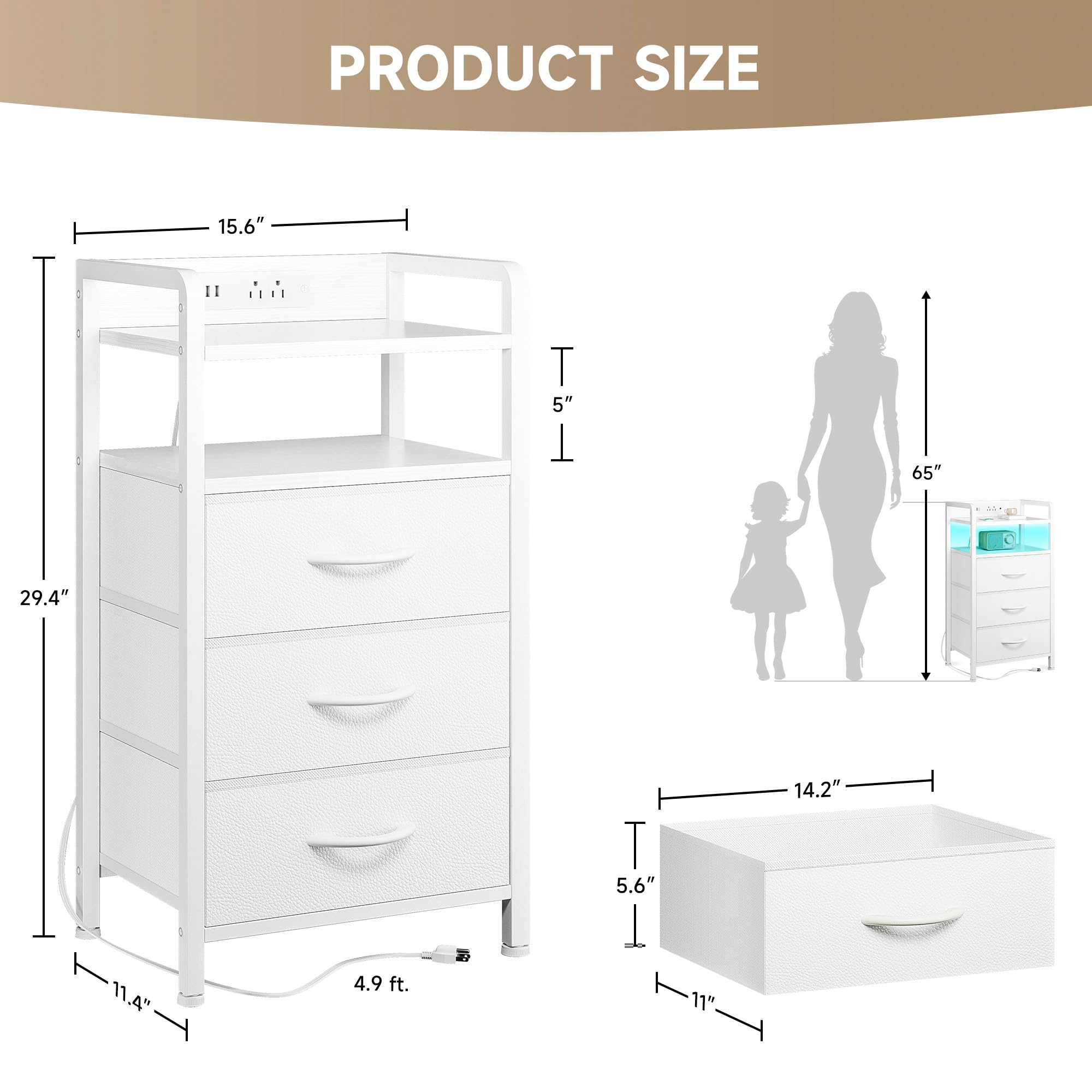 Lazzanto Night Stand sleek white finish complements various bedroom styles.