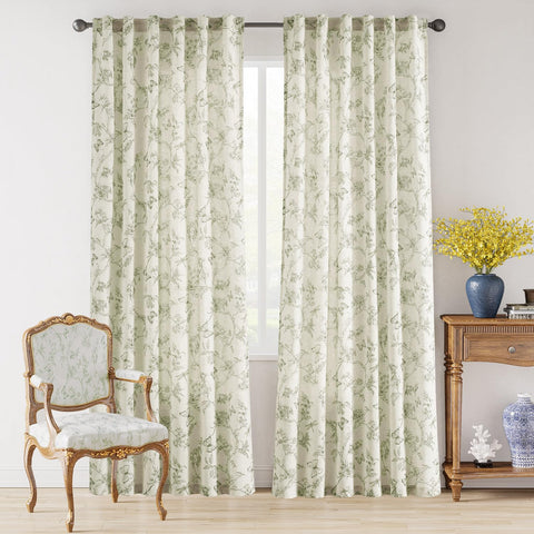 Lazzzy Charlotte linen texture close-up highlighting botanical print.