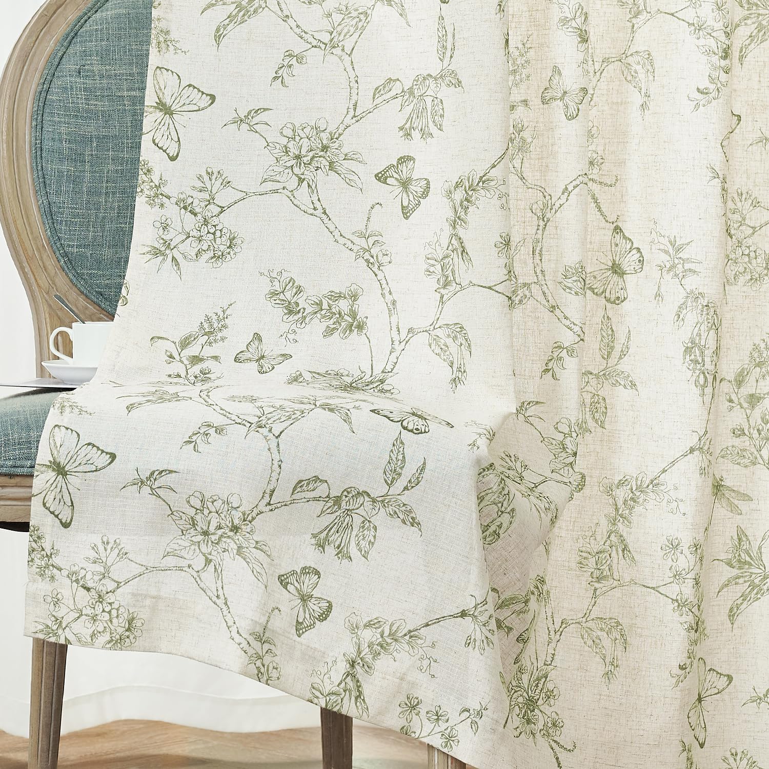 Lazzzy Charlotte machine-washable linen blend curtains simplify care.