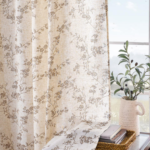 Lazzzy Farmhouse taupe floral pair includes two panels measuring 100 inches combined width.