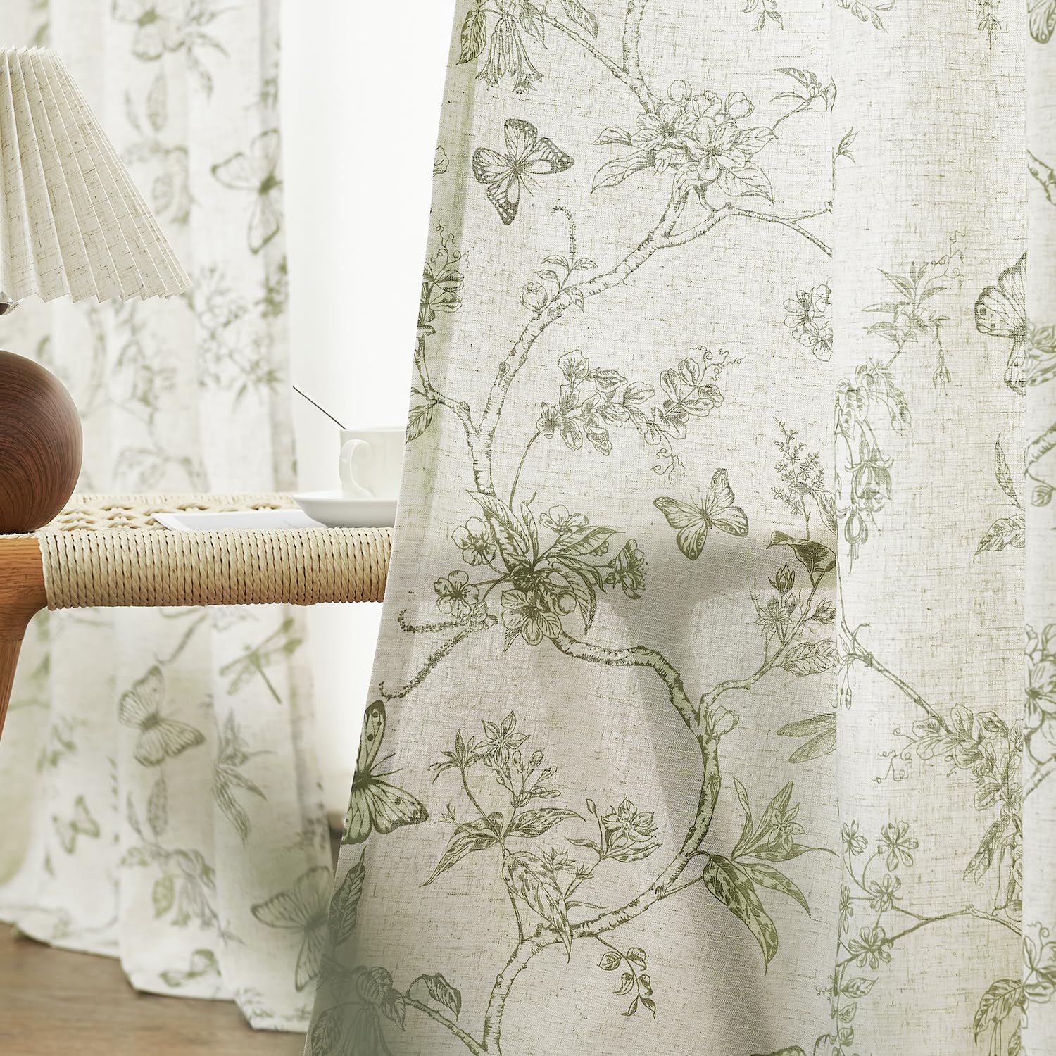 Lazzzy light-filtering curtains frame windows with a rustic country-inspired vibe.