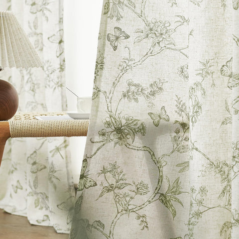 Lazzzy light-filtering curtains frame windows with a rustic country-inspired vibe.