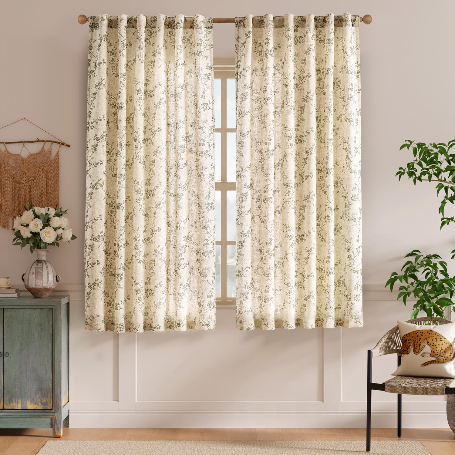 Lazzzy linen farmhouse curtains close-up texture shows breathable open weave for airy spaces