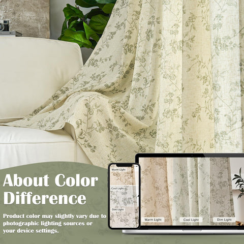 Lazzzy linen farmhouse curtains botanical print brings subtle color to dining areas