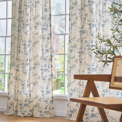 Lazzzy vintage botanical drapery enhances rustic or farmhouse decor.