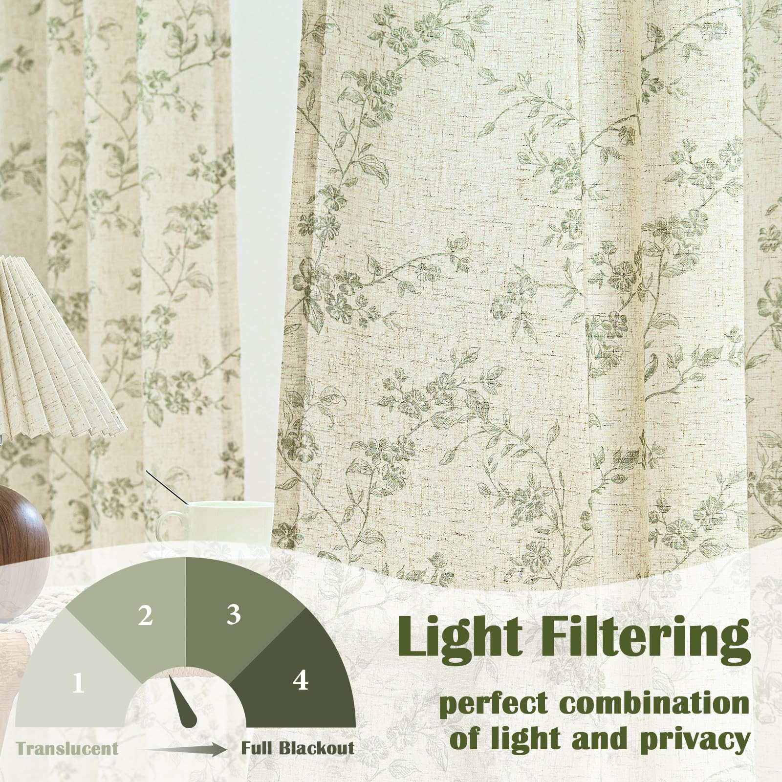 Lazzzy vintage botanical pattern adds rustic charm to windows.