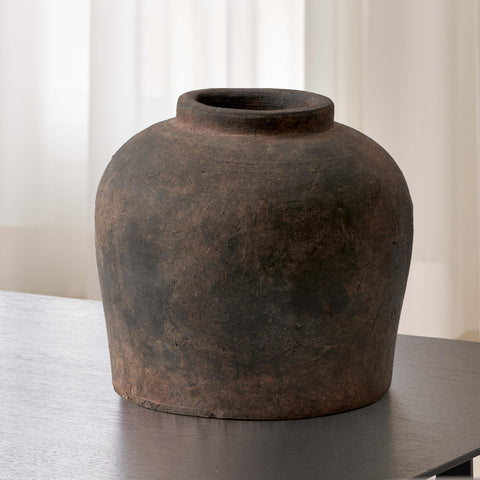 LB2 Brown Ceramic Large Vase 11-Inch Tall for fresh flowers and modern decor.