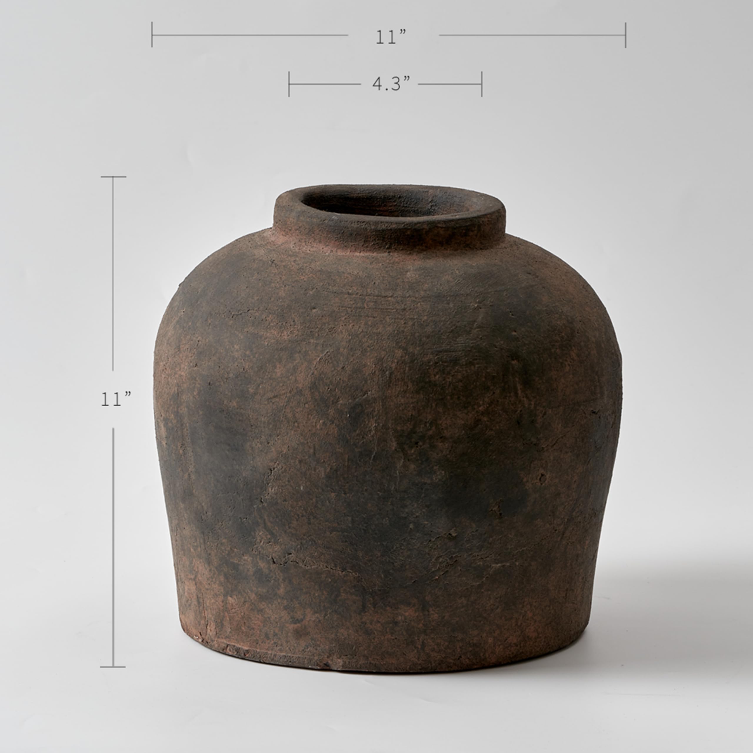 LB2 Terra Cotta Pitcher Vase with distressed finish, perfect for entryway decoration.