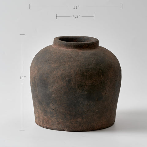 LB2 Terra Cotta Pitcher Vase with distressed finish, perfect for entryway decoration.
