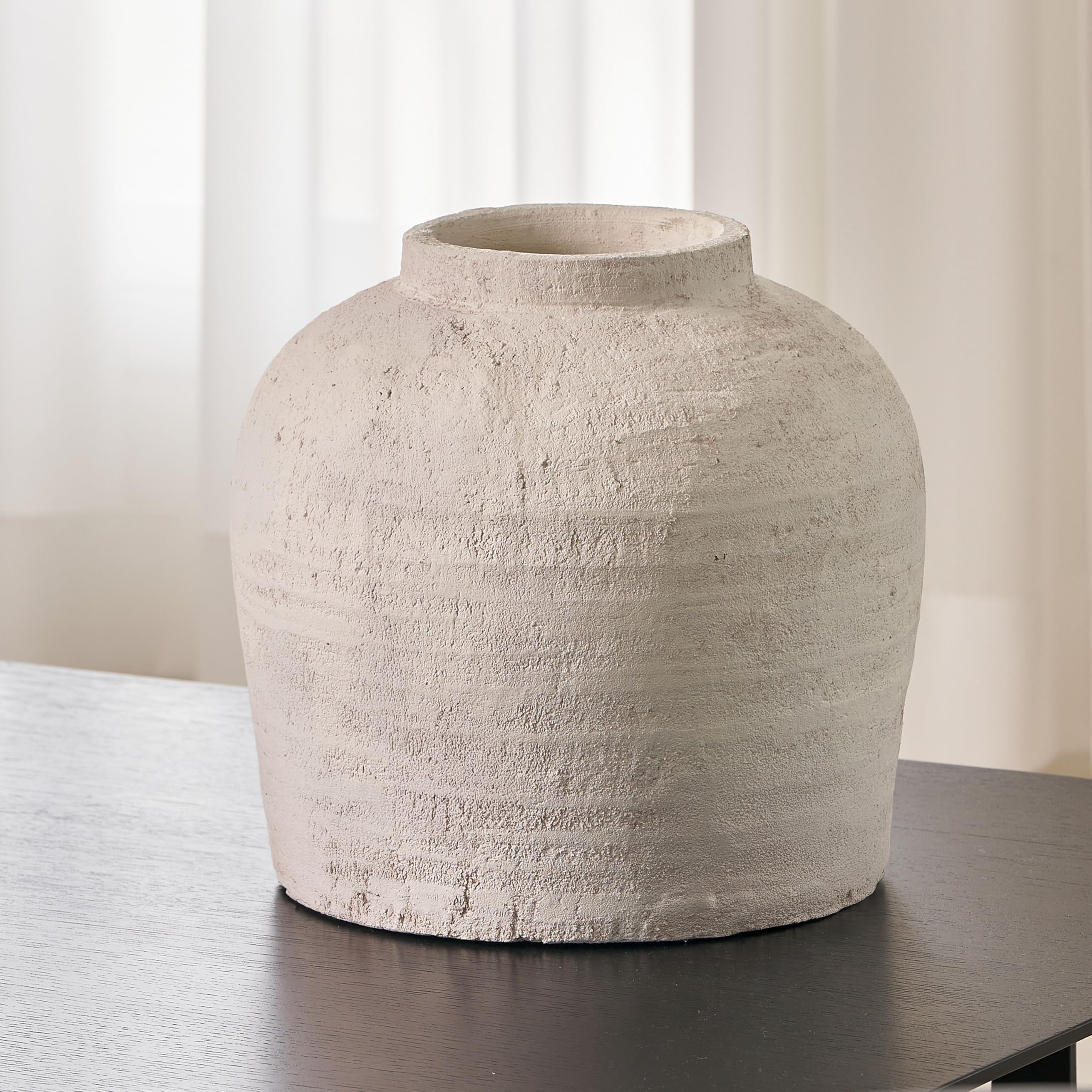 LB2 White Ceramic Vase 11-inch tall for elegant minimalist arrangements.