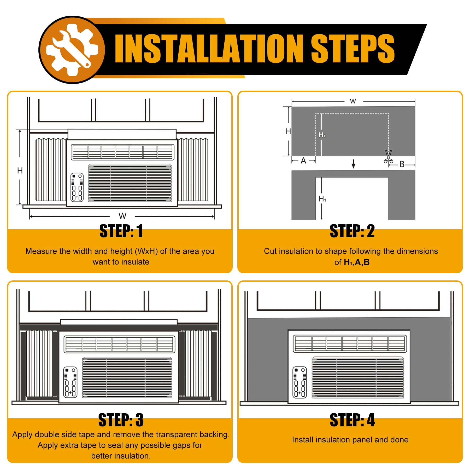 LBG Products panel features double-sided tape to seal gaps during installation.
