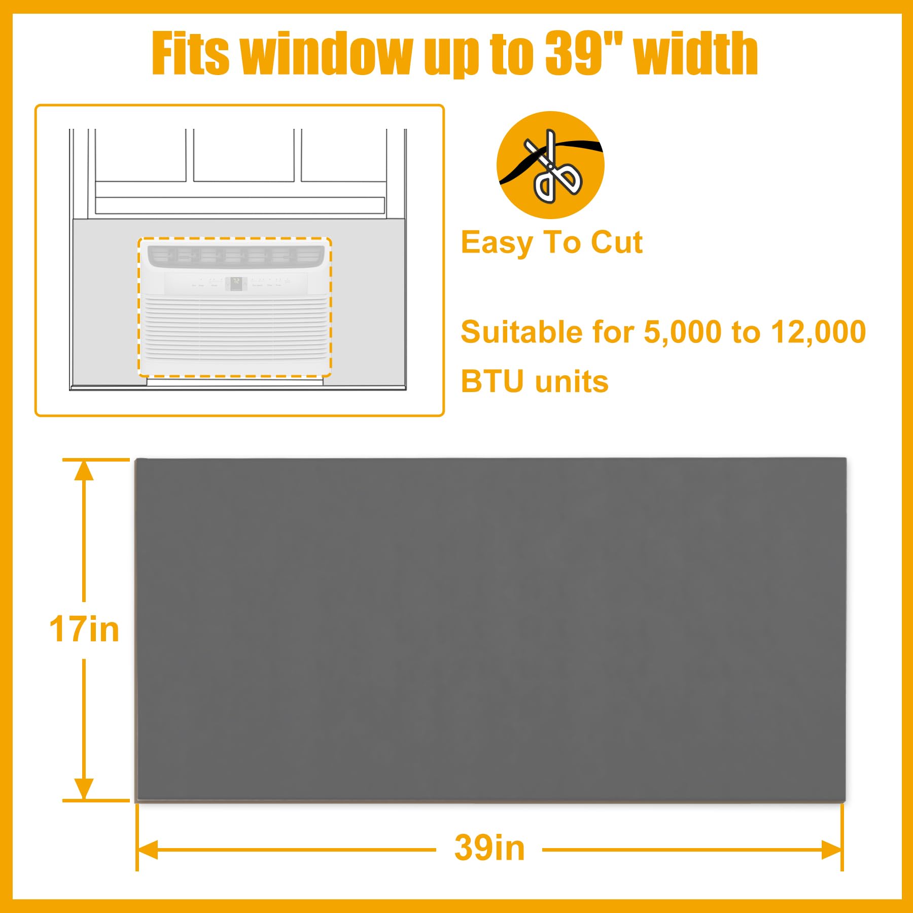 LBG Products universal-fit foam panel sized 39x17 inches for many 5000–12000 BTU units.