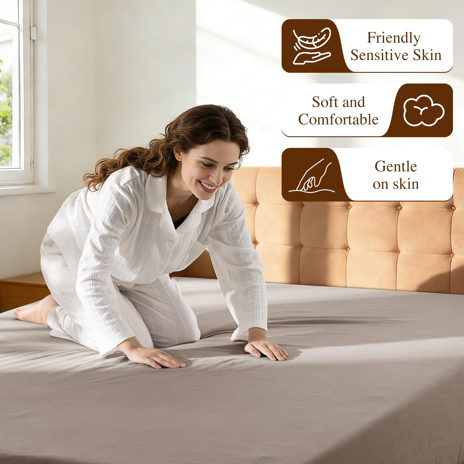 Breathable linen weave from LBRO2M helps regulate temperature for better rest.