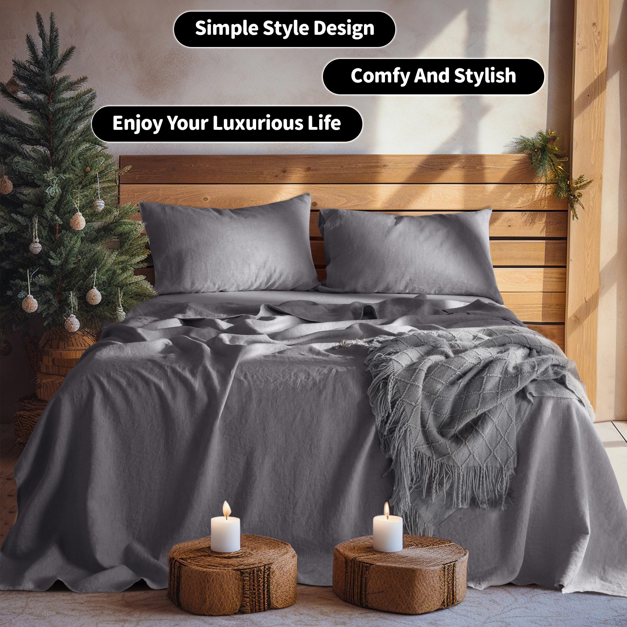 LBRO2M bedtime setup with flax linen adds timeless elegance.