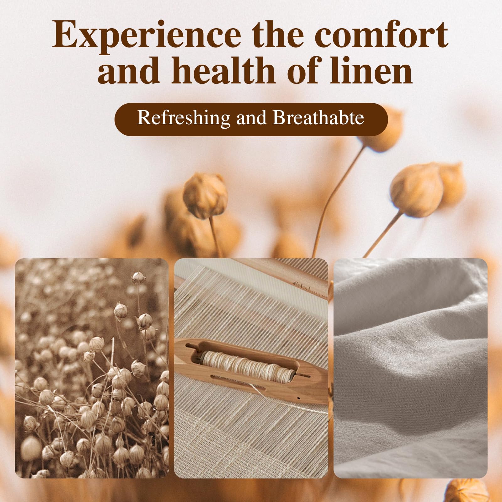 Close-up of LBRO2M linen texture showing natural softness and breathable weave.