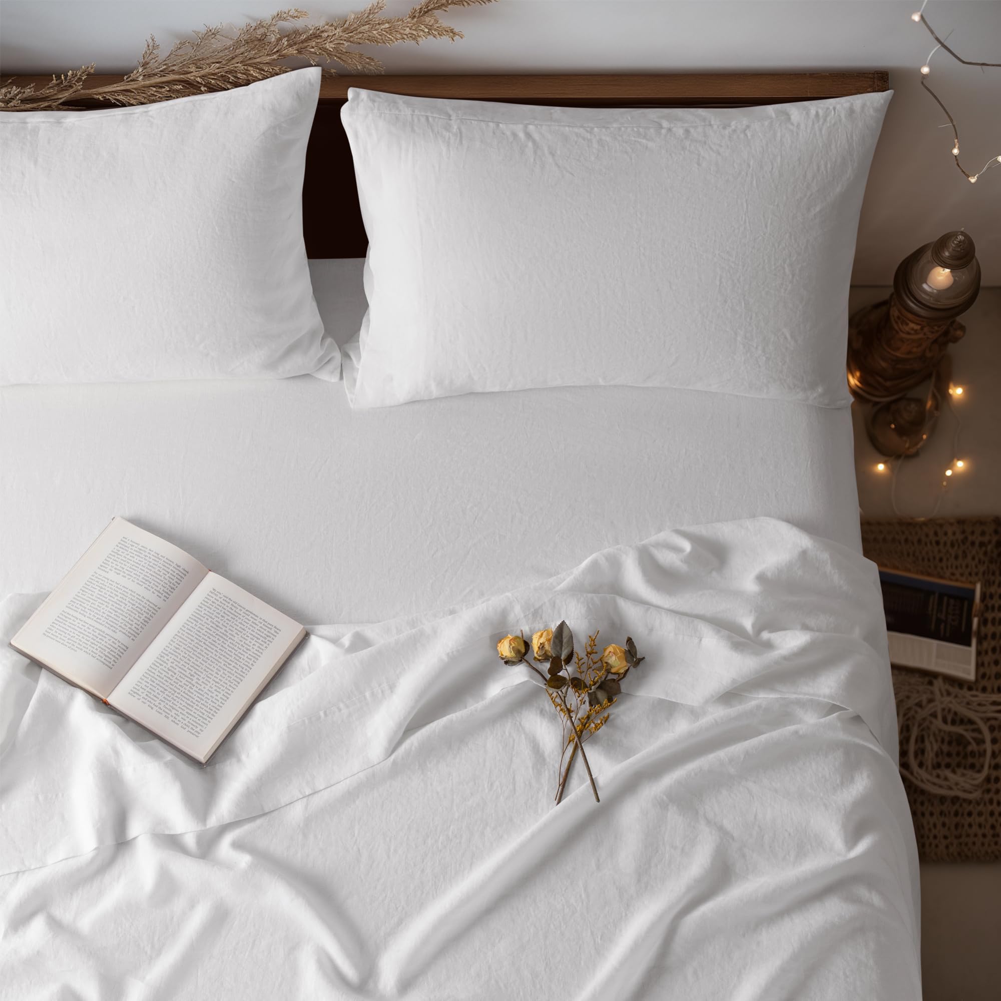 LBRO2M king flat sheet in 100% linen for breathable all-season comfort