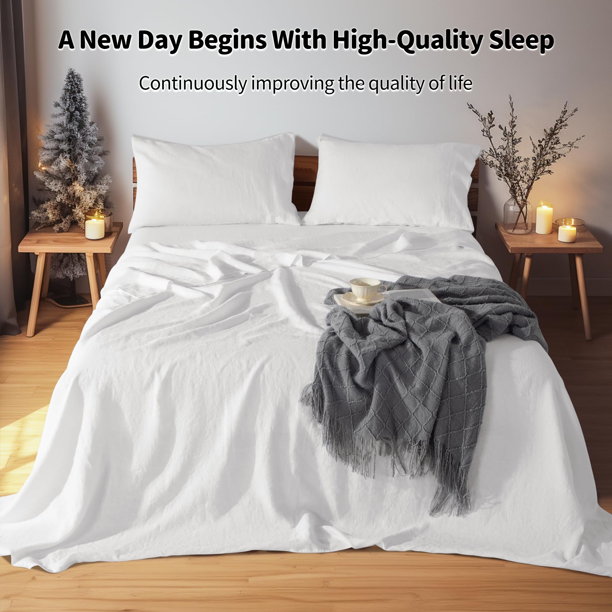 LBRO2M linen fitted sheet deep pocket up to 16 inches for a snug fit