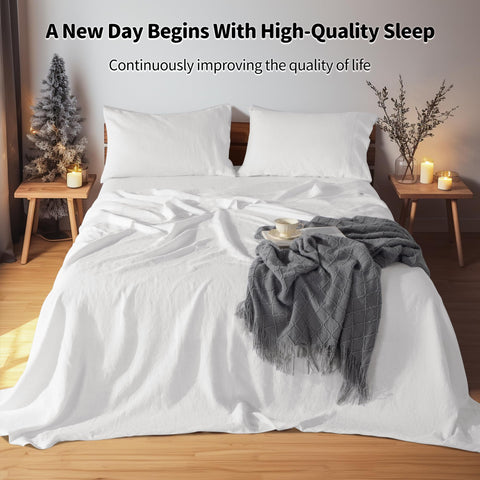 LBRO2M linen fitted sheet deep pocket up to 16 inches for a snug fit