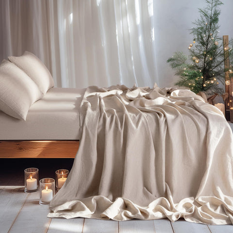 LBRO2M natural flax color emphasizes eco-friendly, timeless bedding.