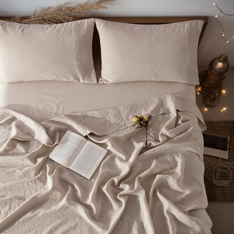 LBRO2M packaging displays premium 100% linen for durable bedding.