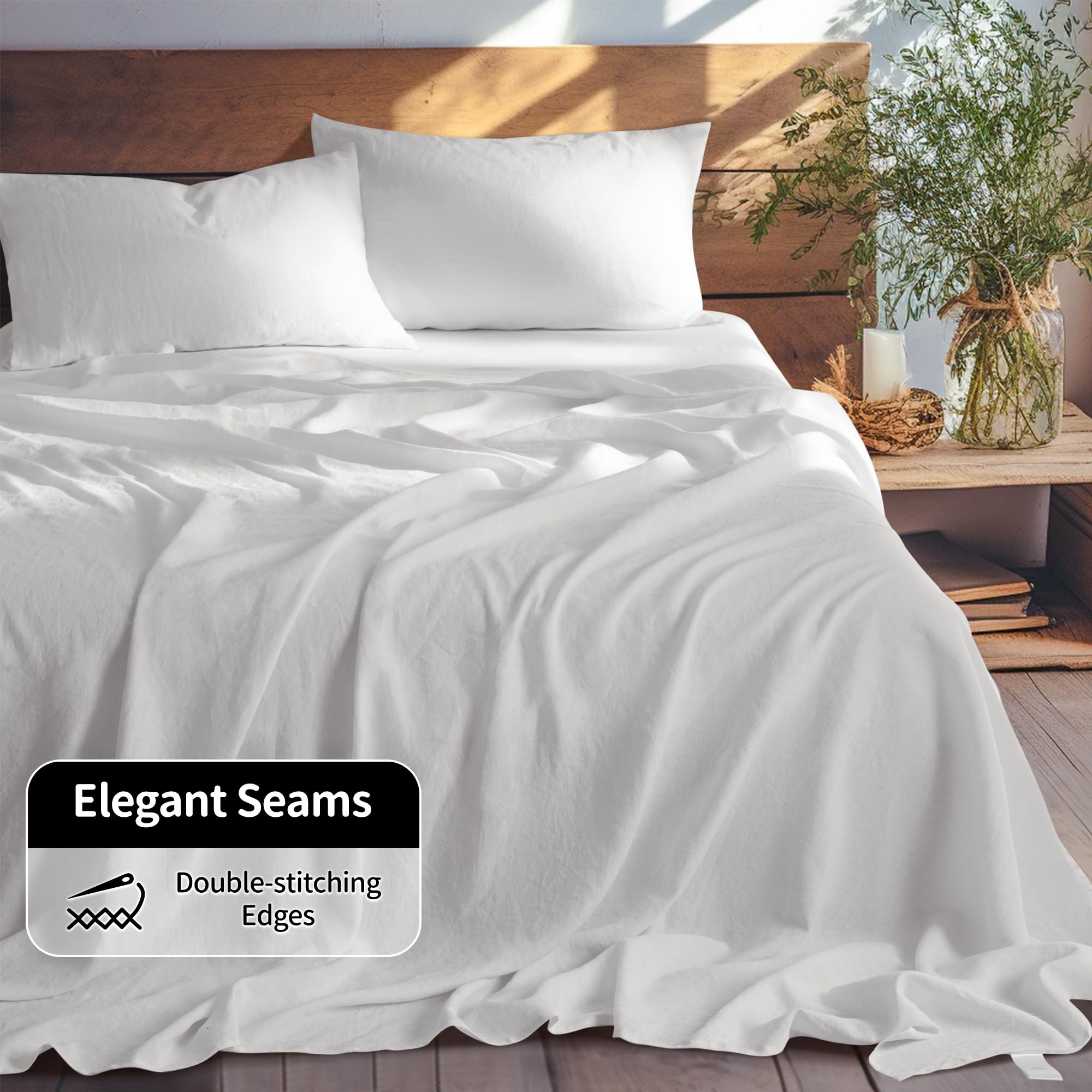 LBRO2M queen-size sheet set white conveys clean, premium bedding
