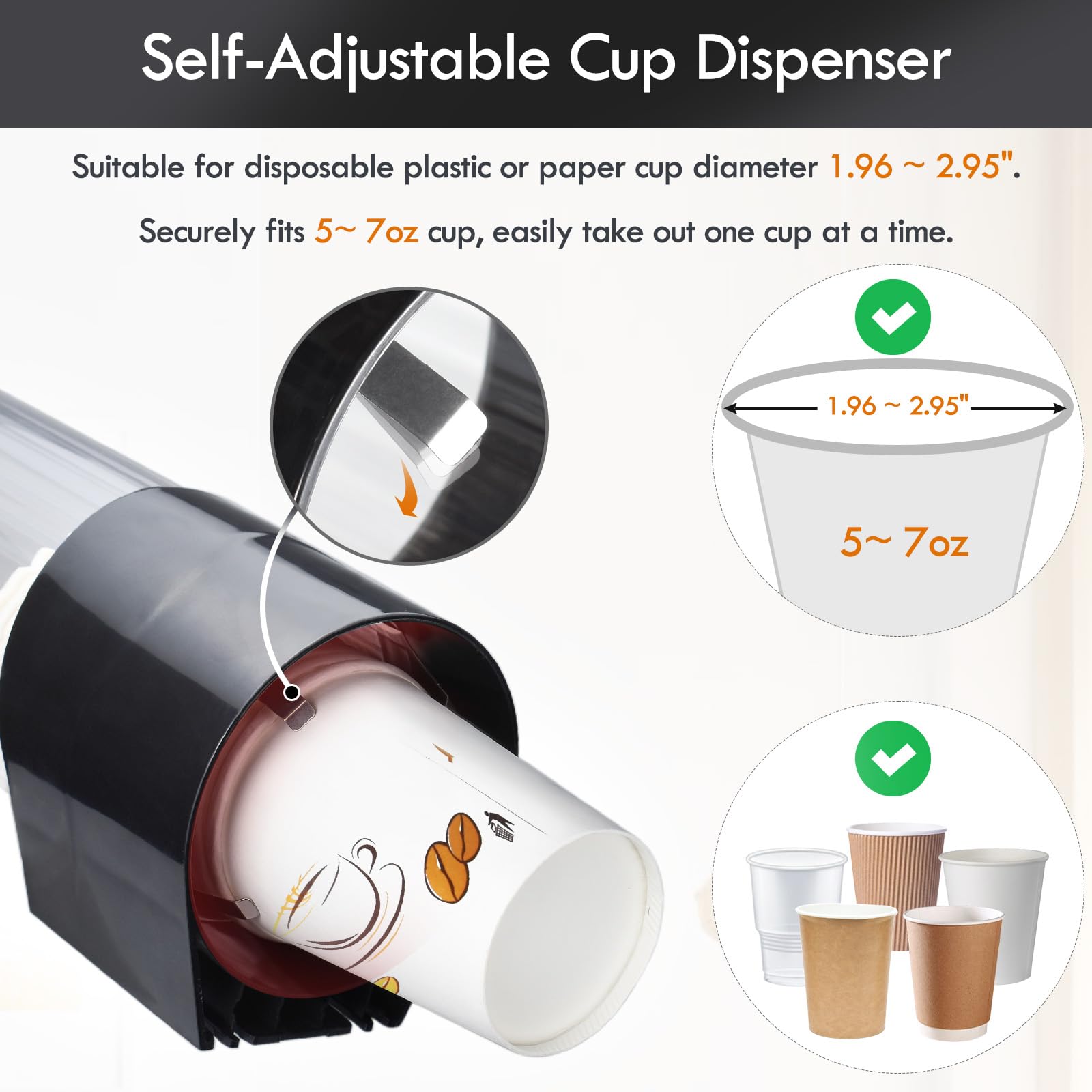 LBTING cup compatibility fits 7oz to 12oz cone cups