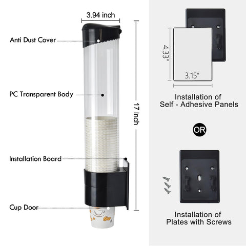LBTING cup dispenser lid open showing sanitary protection
