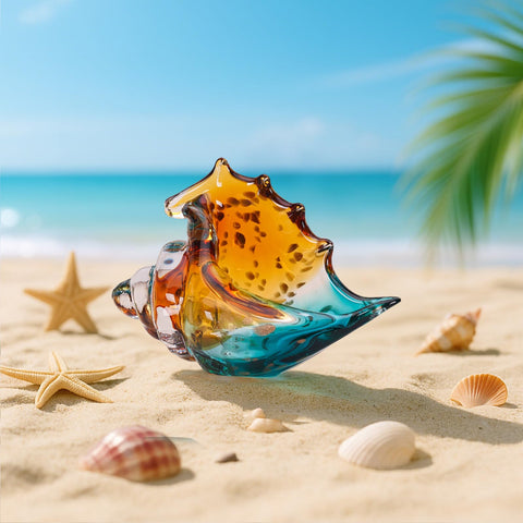 LCCCK Glass Sea Creature statue with shimmering texture for display.