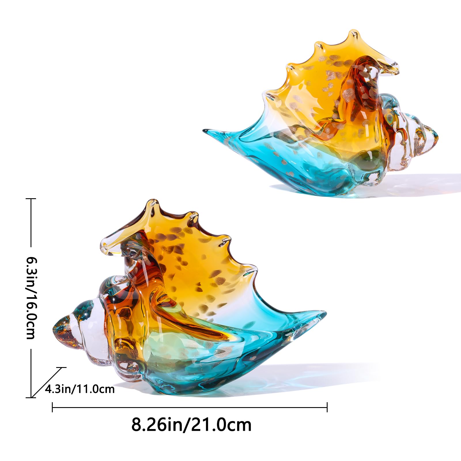 LCCCK Green Conch Shell Sculpture adds coastal charm to shelves.