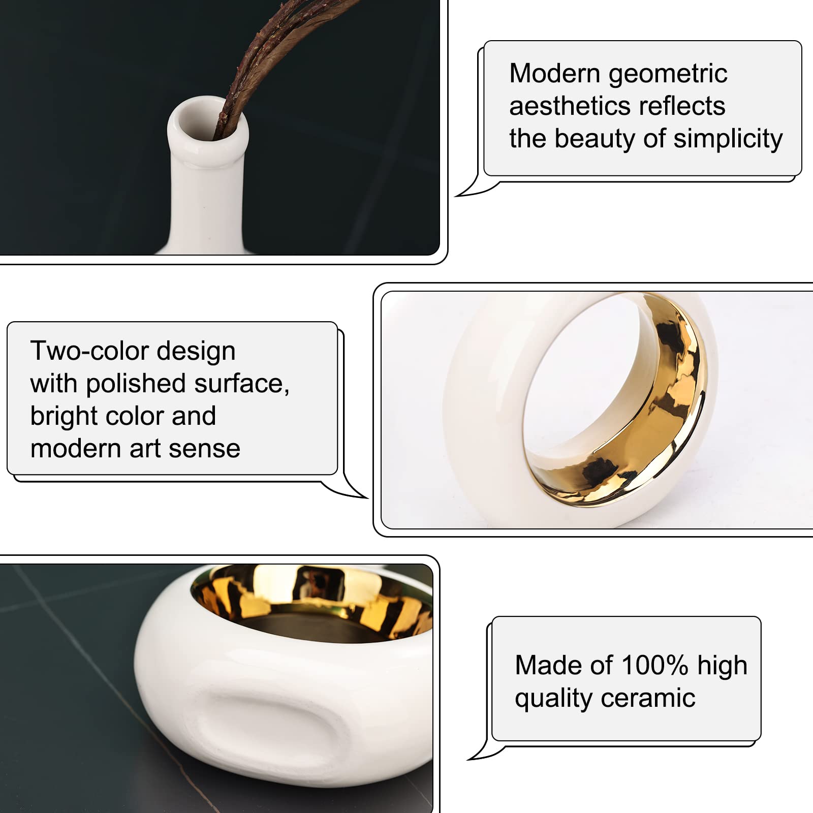 LCCCK sculptural white and gold vase as artful decor accent