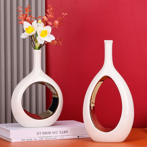 LCCCK vase pair with faux flowers for year round charm