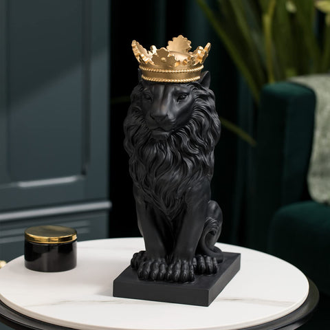LCdecohome black-standing lion statue for bold living room accents