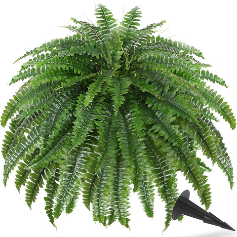 LCKRVOL 50-inch fake fern with ground spike for versatile outdoor display.