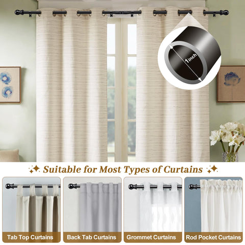 Lcokeiy 1-inch steel drapery rod offers durable support for heavy curtains.