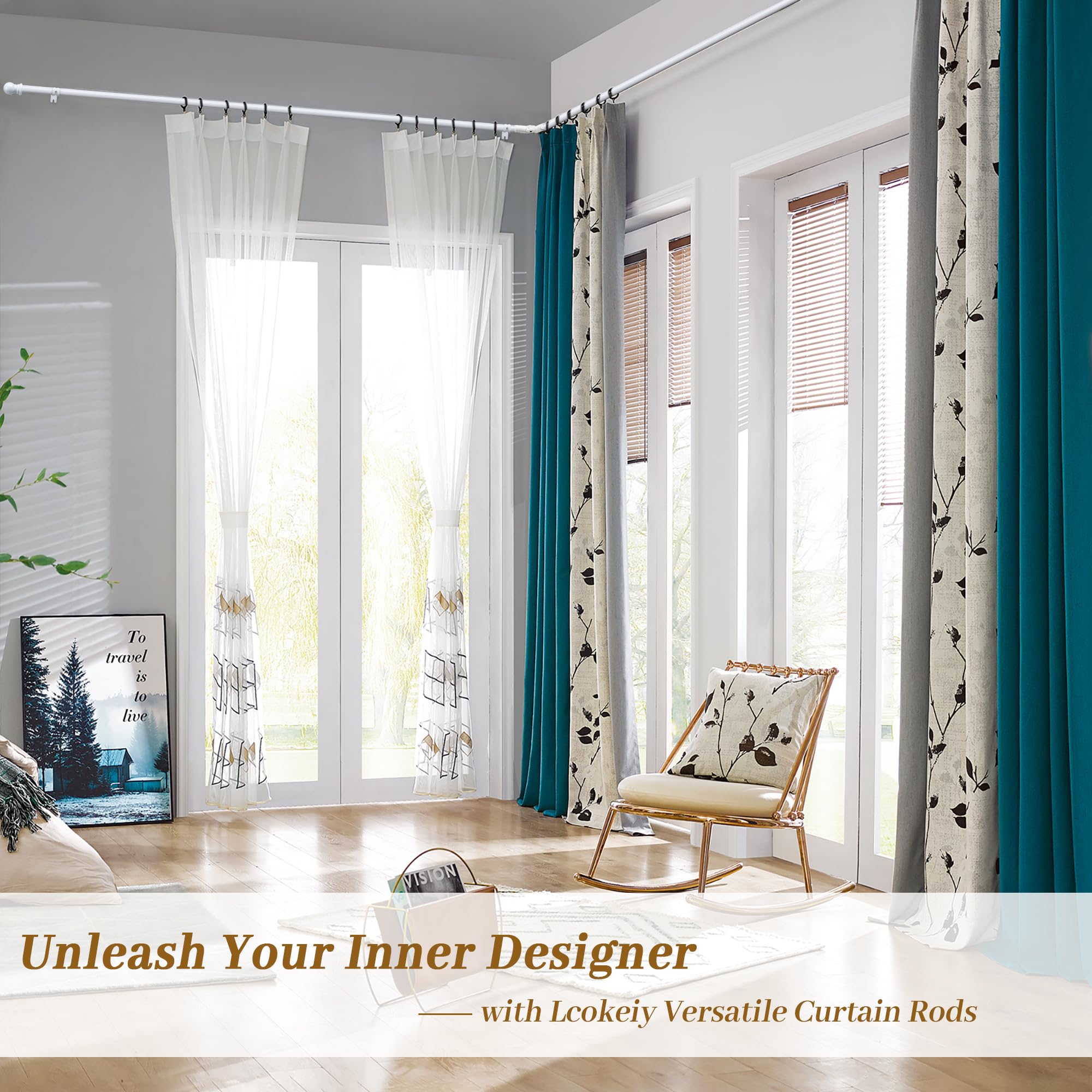 Lcokeiy quick-install curtain rod with brackets for easy DIY setup.