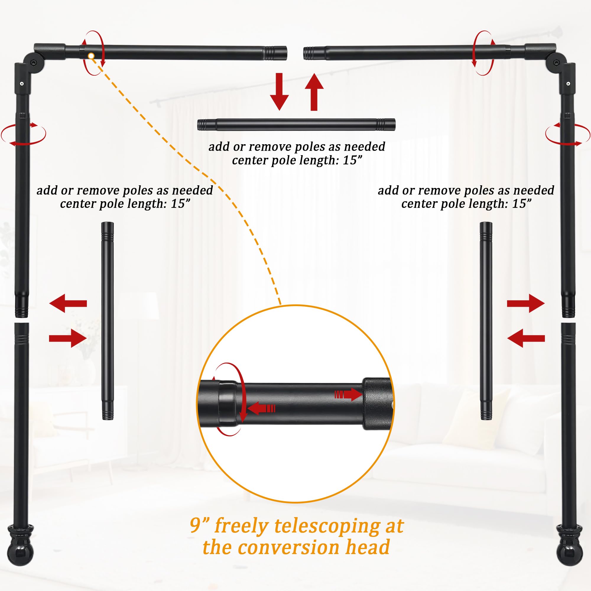 Lcokeiy middle rods providing sturdy support for long spans