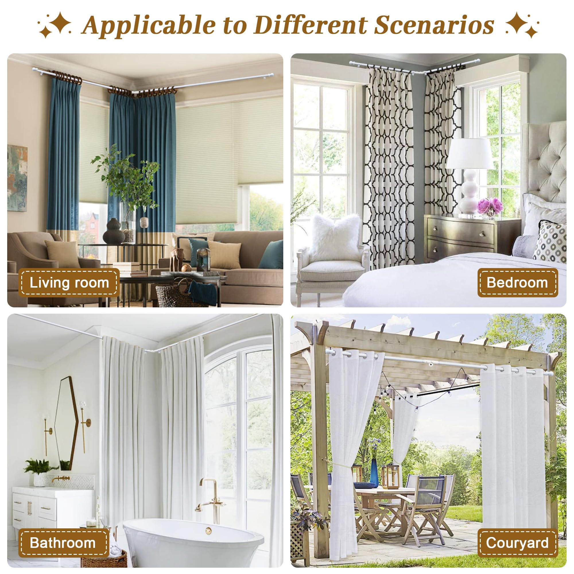 Lcokeiy solid steel construction provides durable daily use for curtains.
