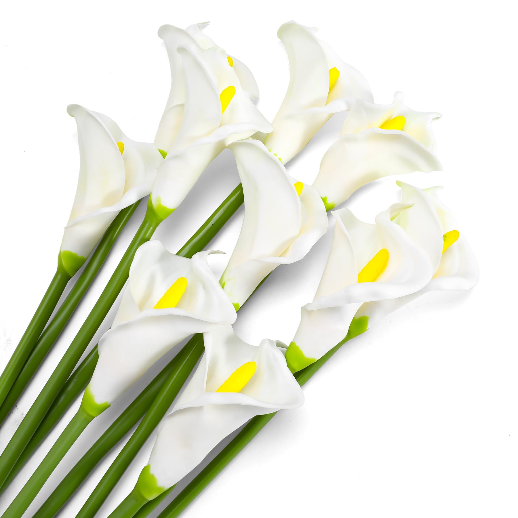 Lcuasc faux calla lily arranged as a table centerpiece.