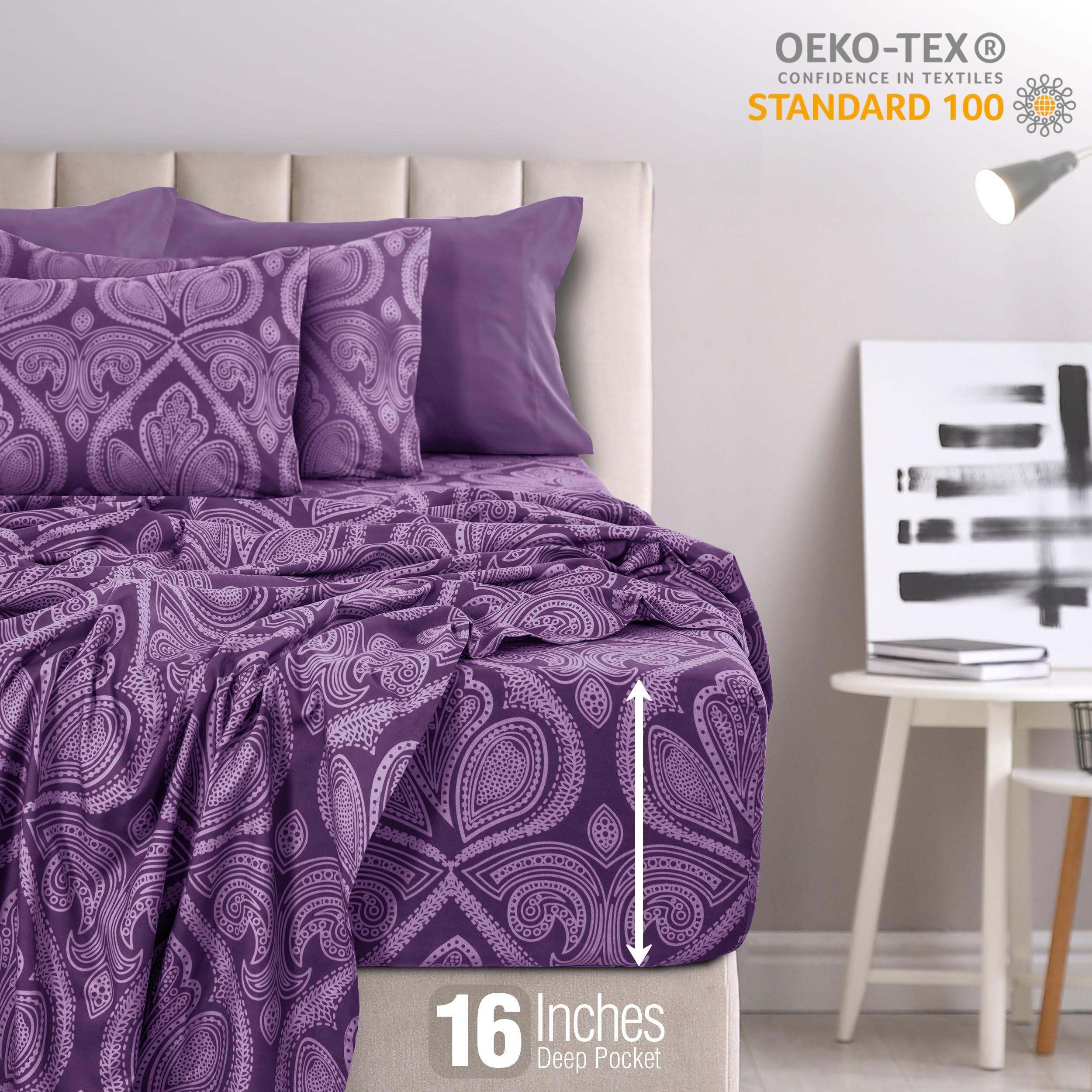LDC Lux Decor Collection 16-inch deep-pocket fitted sheet on mattress