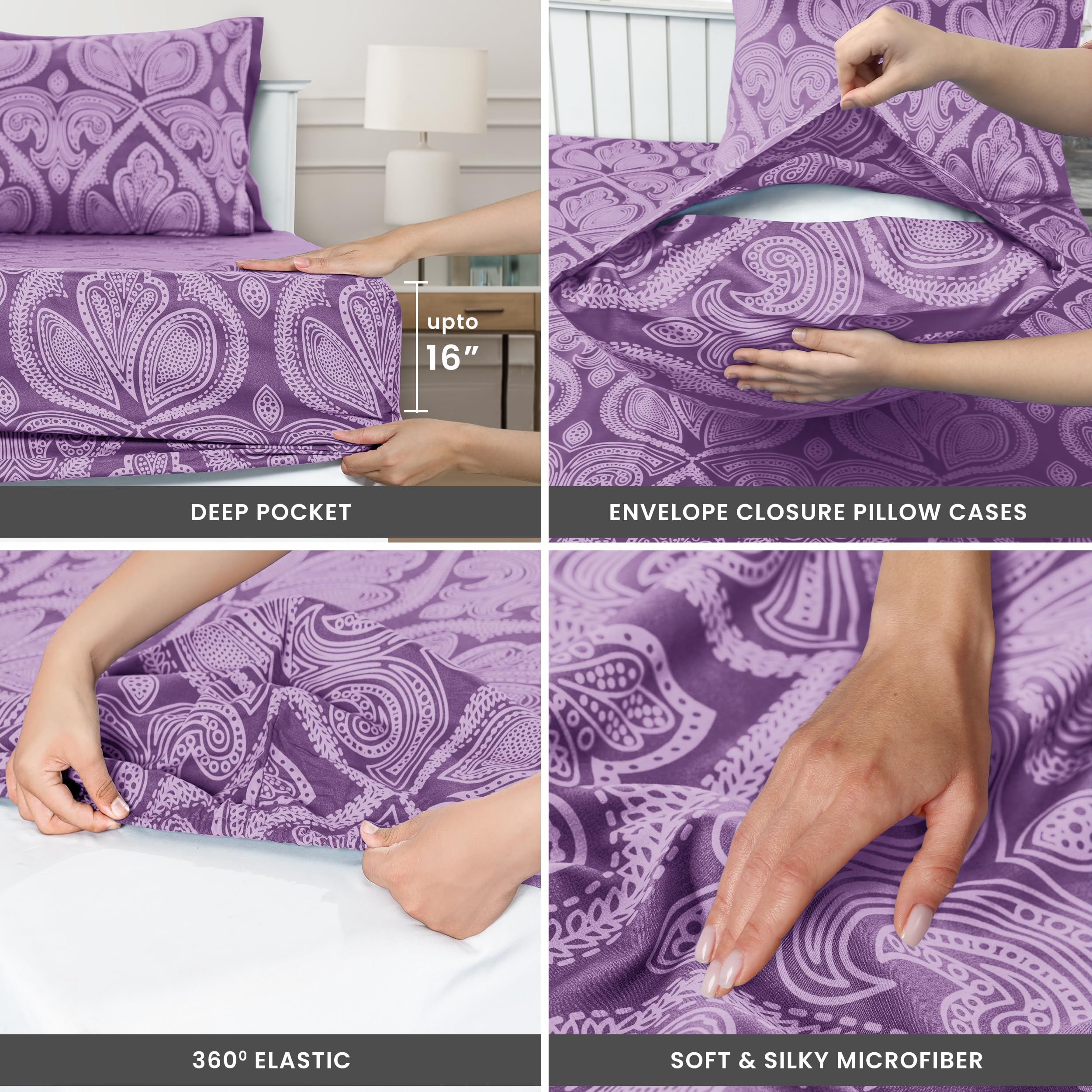 LDC Lux Decor 16-inch deep-pocket fitted sheet for secure mattress grip