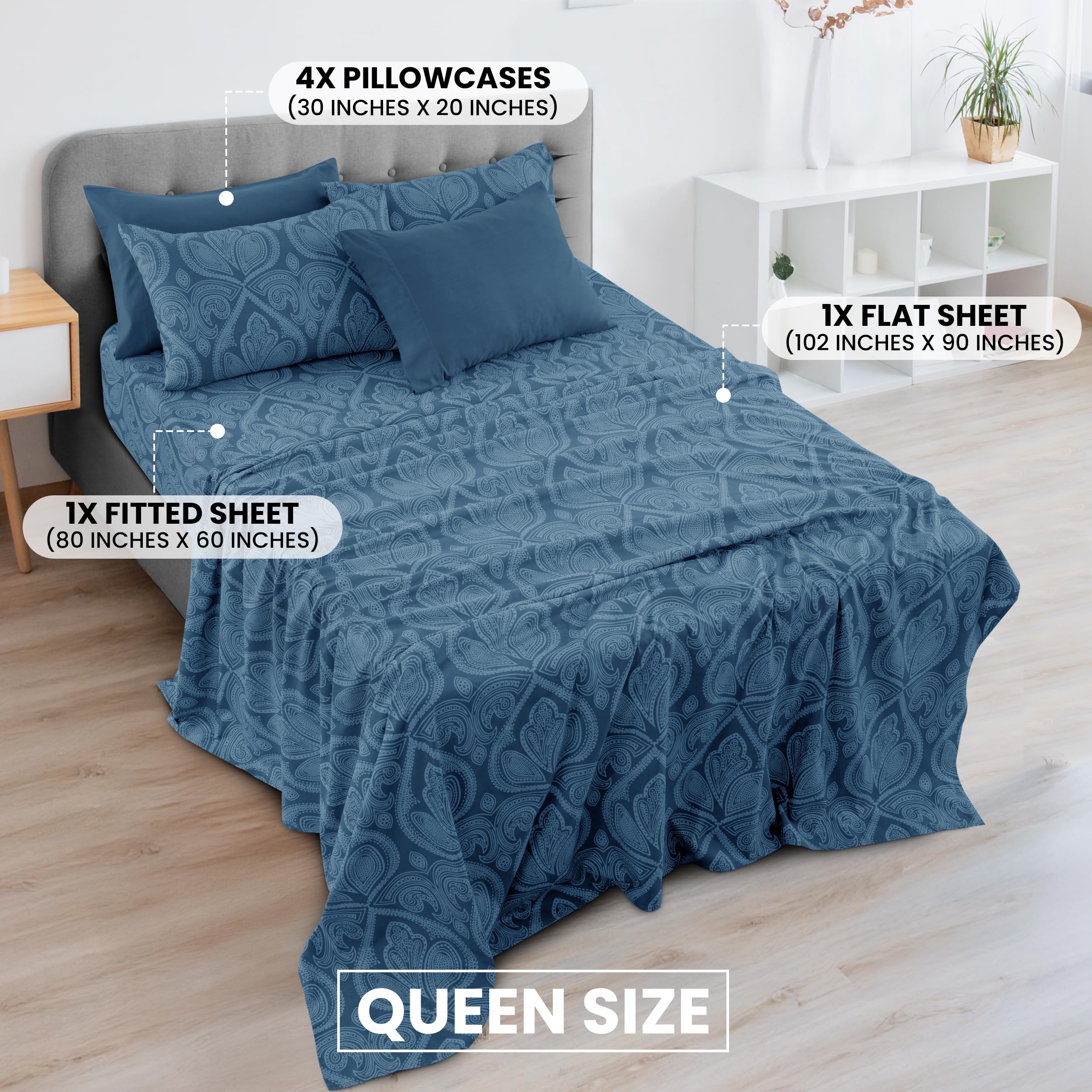 LDC queen fitted sheet 60x80 with 16-inch deep pocket keeps sheets secure