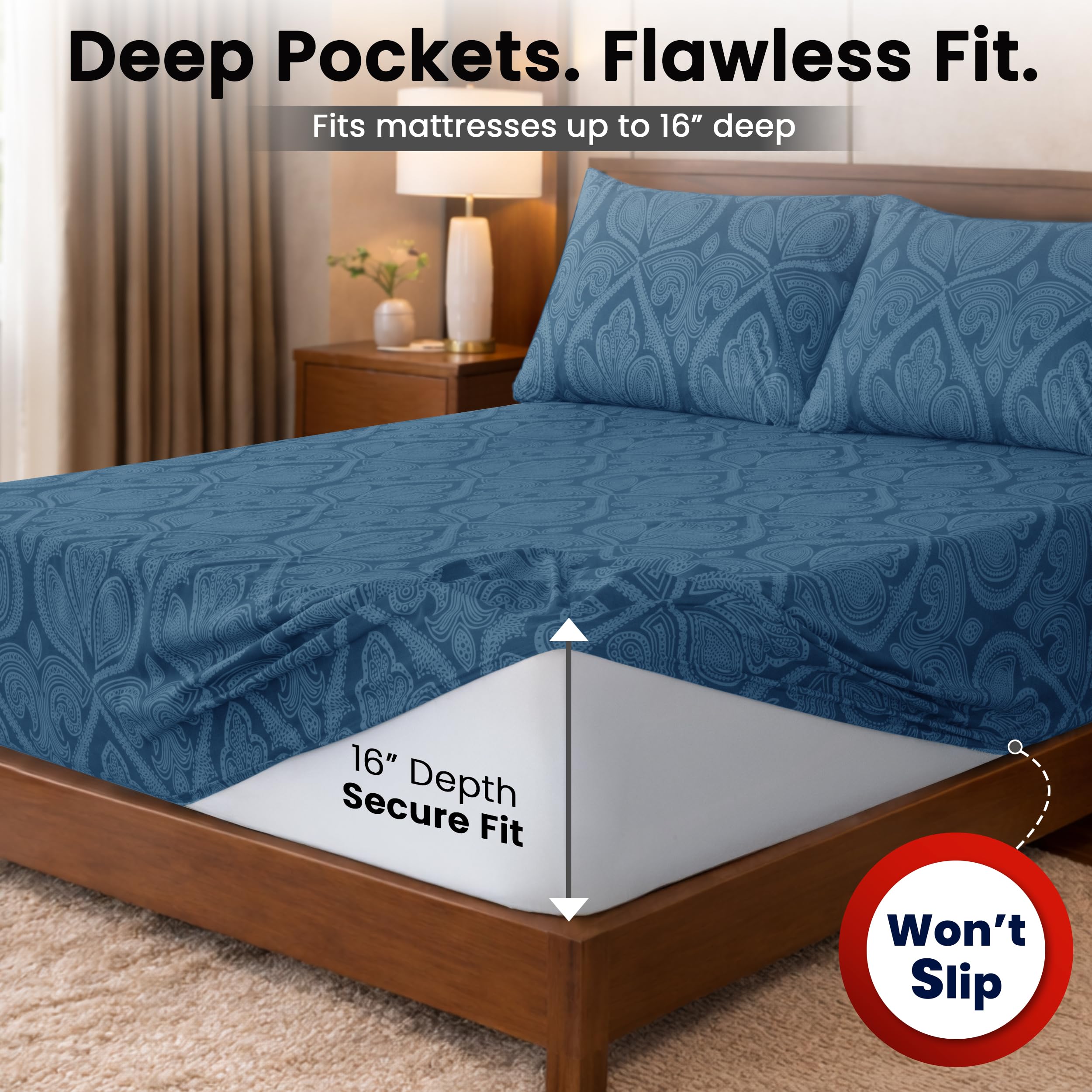 LDC wrinkle-resistant fabric reduces wrinkling for easy care and a neat bed
