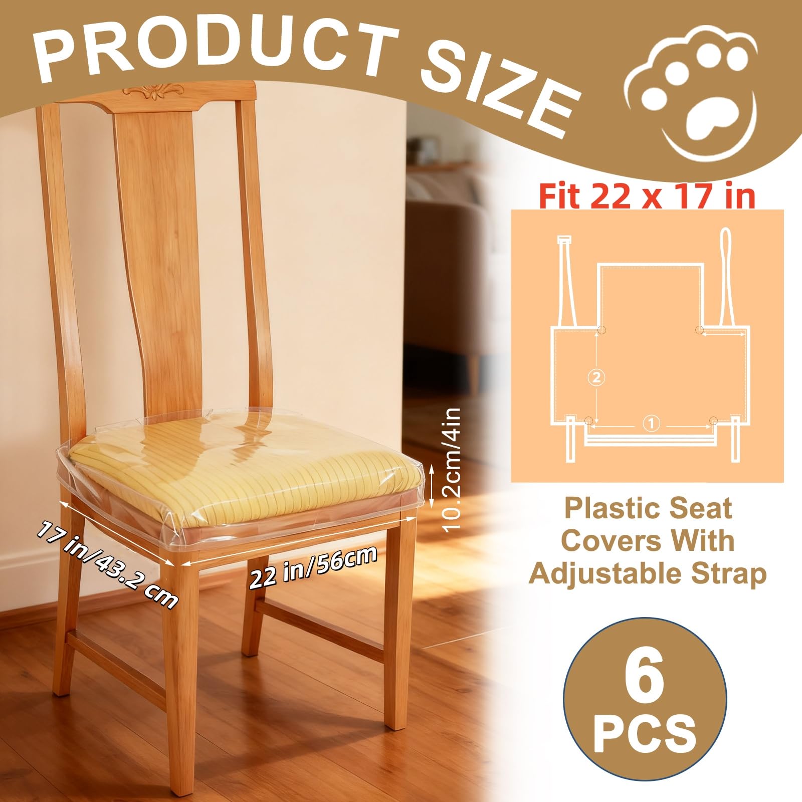 LDXDRU transparent PVC chair cover demonstrates waterproof protection for dining chairs