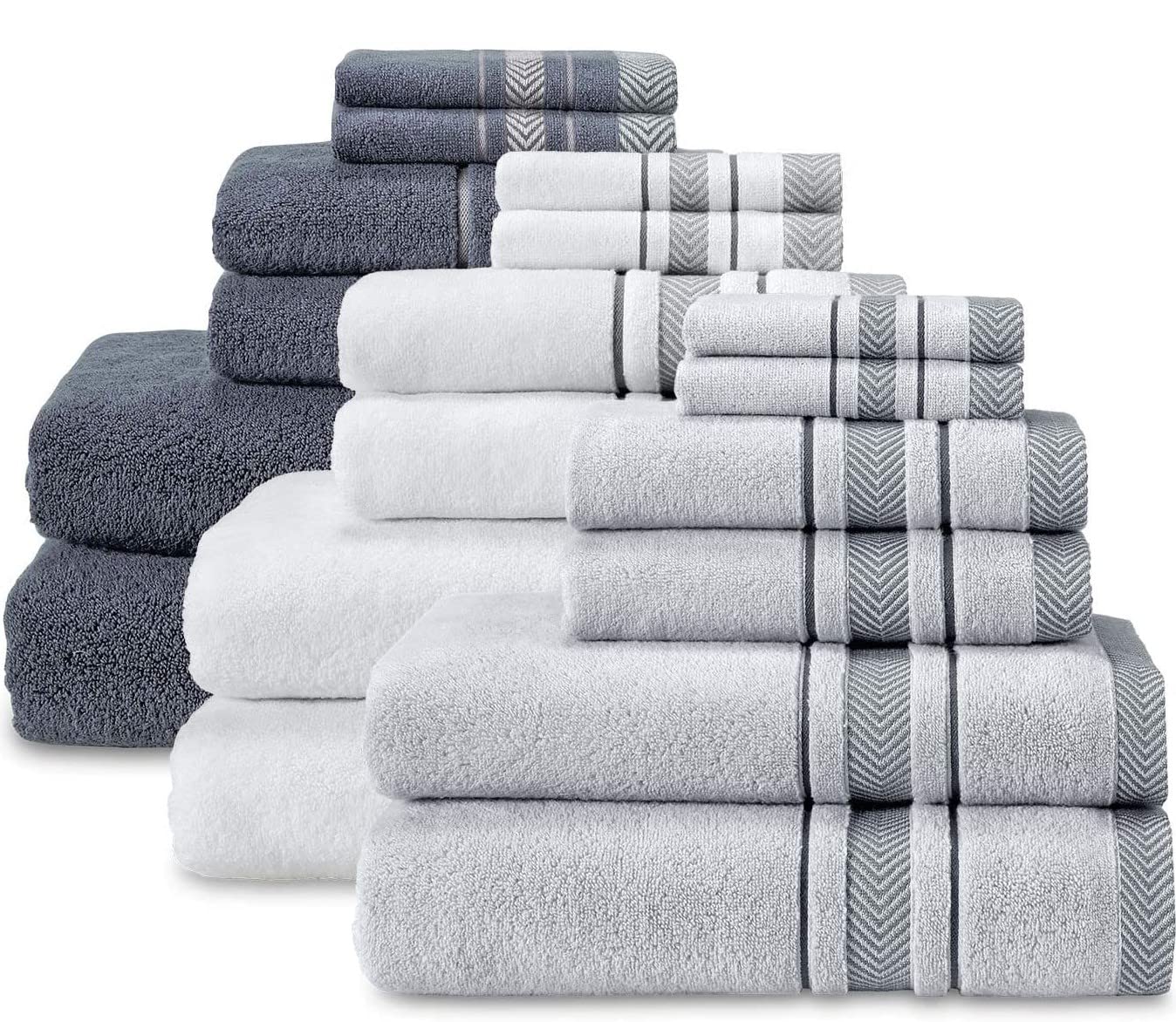 Le Fil Blanc towels with white fabric and blue stripe for polished décor.