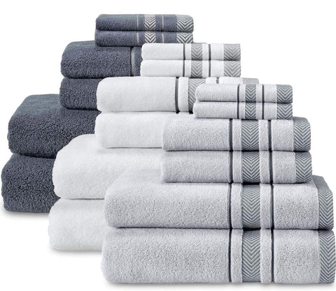 Le Fil Blanc towels with white fabric and blue stripe for polished décor.