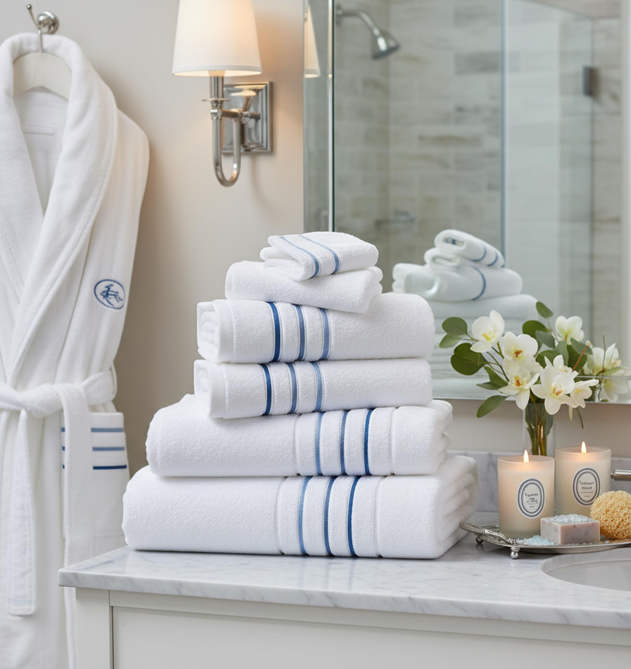 Le fil blanc fabric close-up highlights 600 GSM plushness and durability.