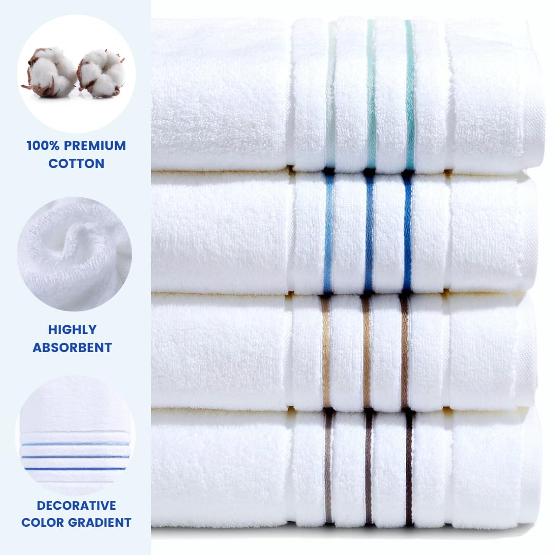 Le fil blanc hand towels 30x17 inches featuring blue stripe for daily elegance.